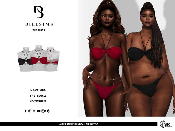 Sims 4 — Halter Strap Bandeau Bikini Top by Bill_Sims — This set includes a bikini top with an underwire design and sleek
