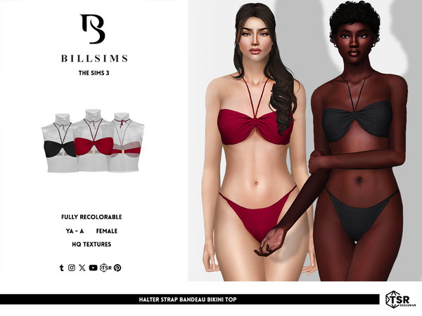 Sims 3 — Halter Strap Bandeau Bikini Top by Bill_Sims — This bikini top features a bandeau neckline with a twist strap