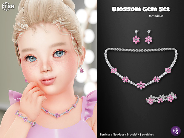 Sims 4 — Blossom Gem Jewelry Set for toddler by WisteriaSims — Includes: