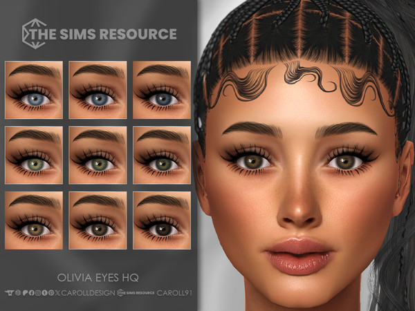 Sims 4 — Olivia Eyes HQ by Caroll912 — A 9-swatch face paint set of eyes in different shades of blue, green, and brown.