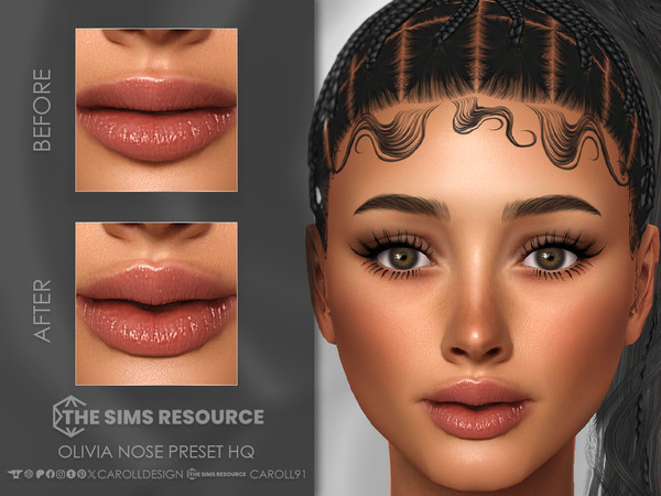 Sims 4 — Olivia Lip Preset HQ by Caroll912 — A large-sized lip preset for female Sims. Preset is suited for Teen-Elders