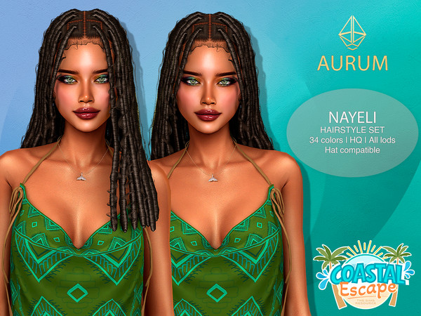Sims 4 — Nayeli summer locs hair set by Aurum — Including 4 styles
