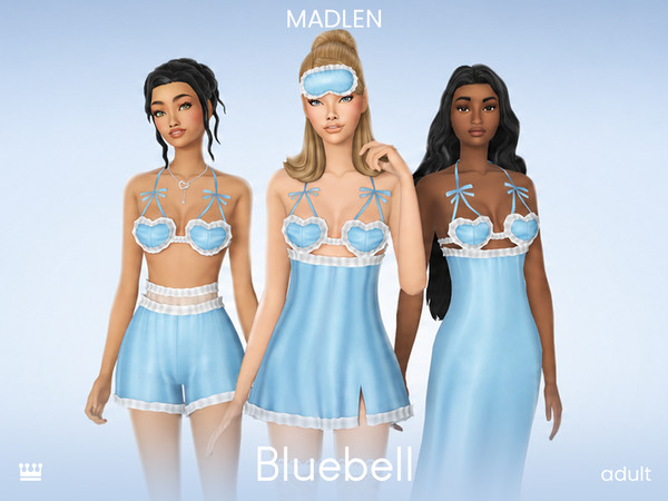 Sims 4 — Bluebell Set by Madlen — This cute sleepwear set has a fun retro vibe, with frilly details, heart-shaped tops,