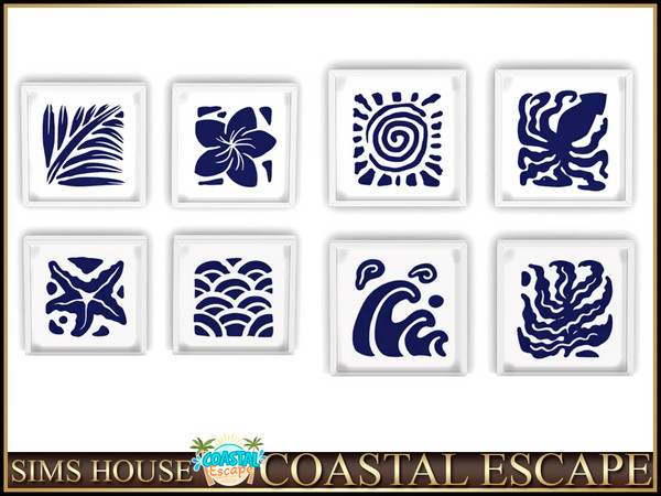 Sims 4 — Sims House MARINE ABSTRACT PAINTINGS | COASTAL ESCAPE by Sims_House — COASTAL ESCAPE