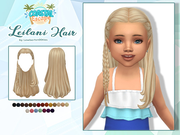 Sims 4 — Leilani Hair - Toddler version by Lewbertsn00tles — A long hairstyle with two braids over the shoulder. Maxis