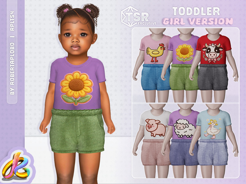 Sims 4 CC Toddler - Girls Farm Life Outfit by RobertaPLobo