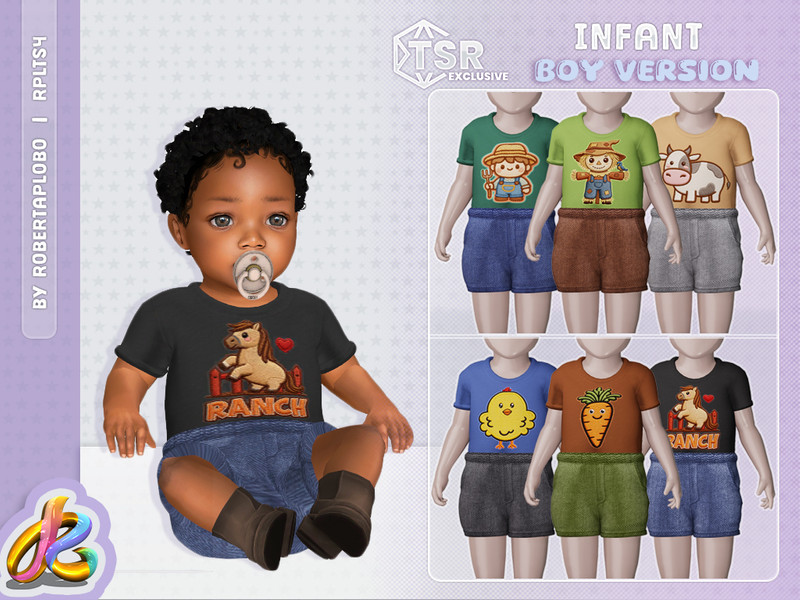 Sims 4 farm and ranch clothing CC Infant - Boys Farm Life Outfit by RobertaPLobo