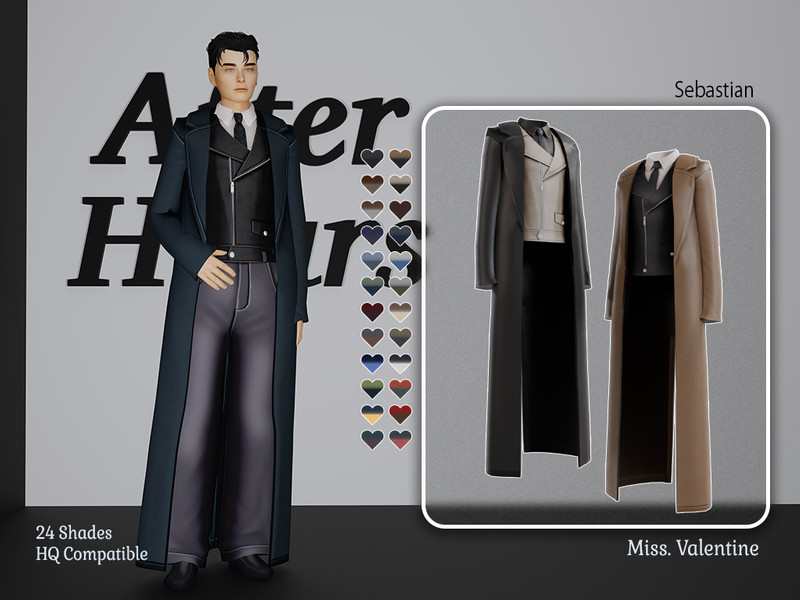 Sims 4 fall clothing CC Sebastian long coat men by MissValentine142