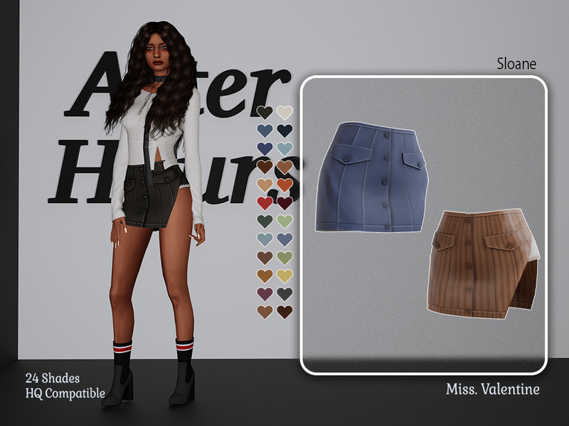 Sims 4 CC Sloane elegant skirt with side open by MissValentine142