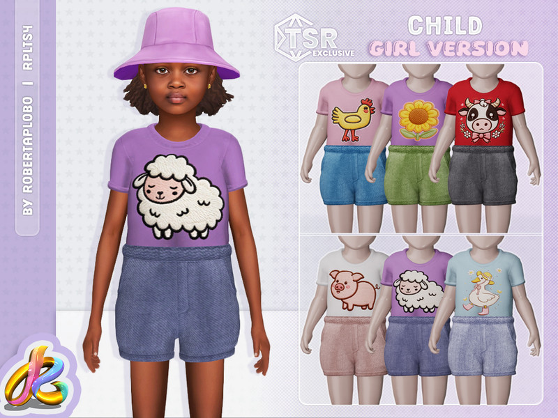 Sims 4 farm and ranch clothing CC Child - Girls Farm Life Outfit by RobertaPLobo