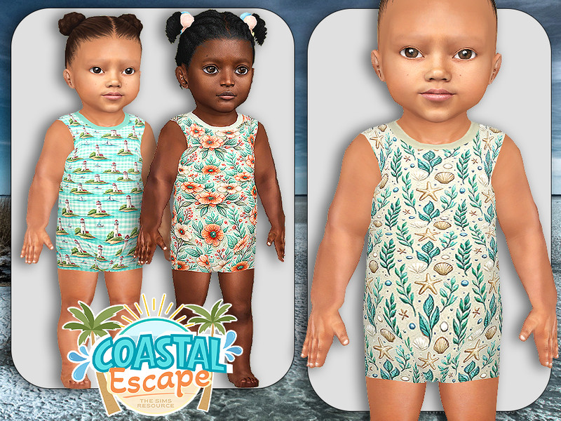 Sims 4 pajama CC Infants Coastal Toile Pajamas by Pelineldis