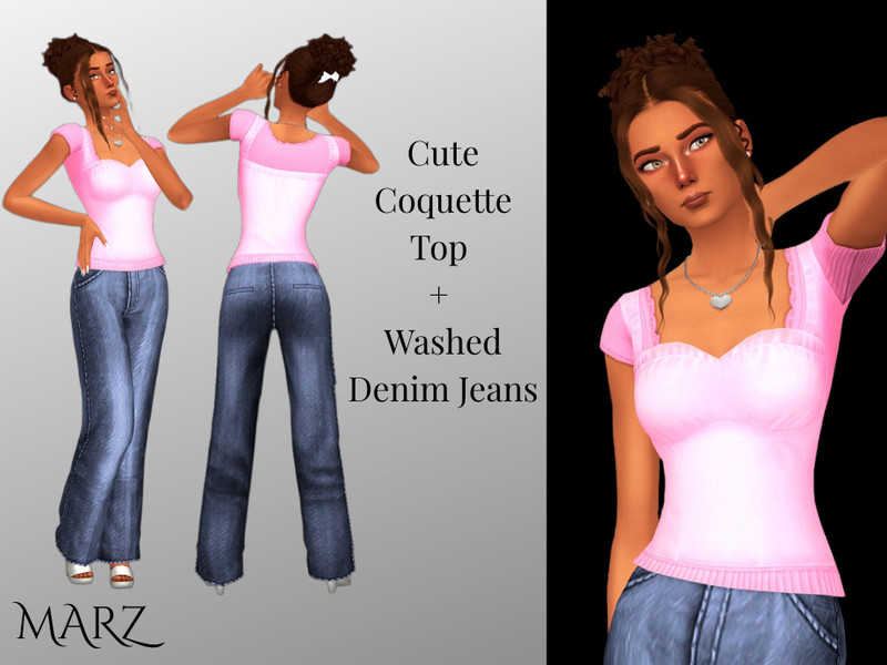 Sims 4 cute fashion CC Cute Coquette Top by Marz_one_15