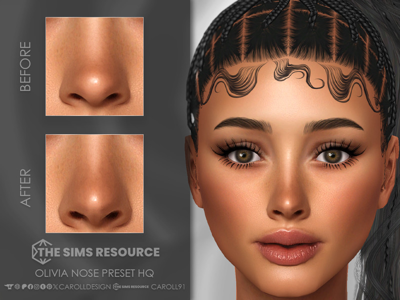 Sims 4 nose lip mouth and jaw preset CC Olivia Nose Preset HQ by Caroll912