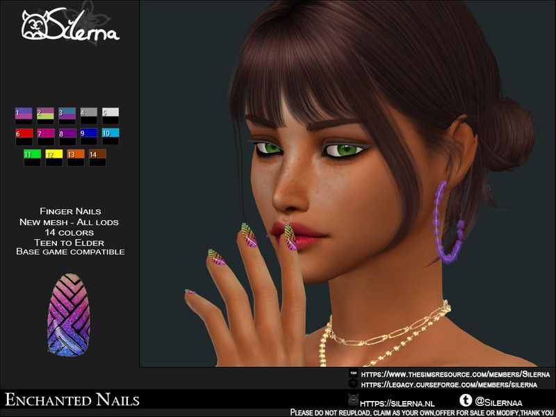 Sims 4 witch and occult CC CC Enchanted Nails by Silerna