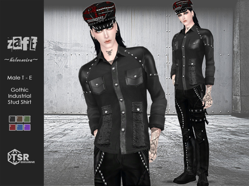 Sims 4 noir and Gothic CC CC ZAFE - Goth Industrial Top by Helsoseira