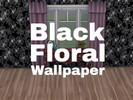 Sims 4 — Black Floral Design Wallpaper by HaleyPlaysTheSims — A chic black floral design wallpaper with all heights