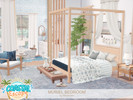 Sims 4 — Muriel Bedroom by BlusterSims — A bright, coastal inspired bedroom featuring soft blue and white tones, warm