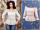 Sims 4 — Ruffle off-shoulder blouse by MysteriousOo — This feminine blouse features an off-shoulder neckline accented