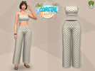 Sims 4 — Coastal Escape Set - Shirring Crop Top With Shirring Waist Wide Leg Trousers by kapakijo — Shirring crop top