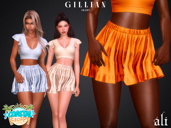 Sims 4 — Coastal Escape - GILLIAN top by ali1 — Ruffle Sleeve Top and Skirt