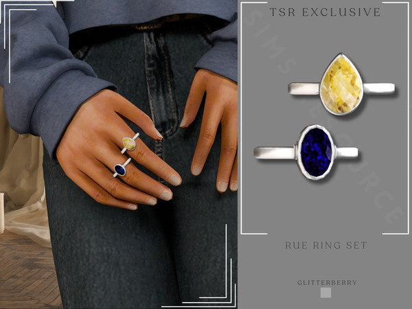 Sims 4 — Rue Ring Set by Glitterberryfly — A Rue inspired ring set for the right hand