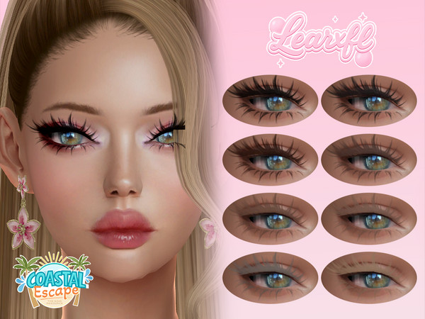 Sims 4 — Beach Date 3D Eyelashes by Learxfl — Eyelashes, 19 swatches , HQ and BGC . Standalone item with thumbnail,