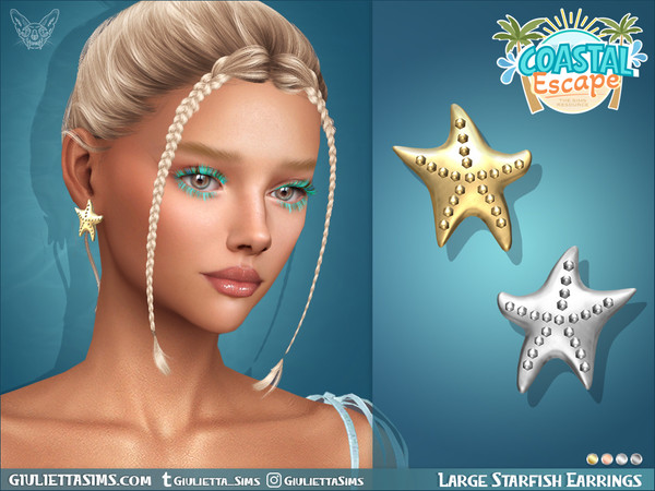 Sims 4 — Large Starfish Earrings by feyona — Large Starfish Earrings For Kids and Adults come with 4 swatches.