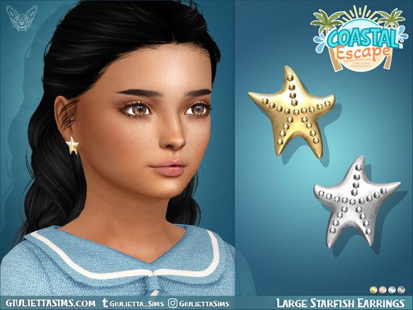 Sims 4 — Large Starfish Earrings For Kids by feyona — Large Starfish Earrings For Kids and Adults come with 4 swatches.