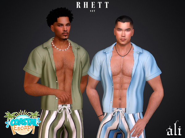 Sims 4 — Coastal Escape - RHETT set by ali1 — Unbutton Shirt and Shorts