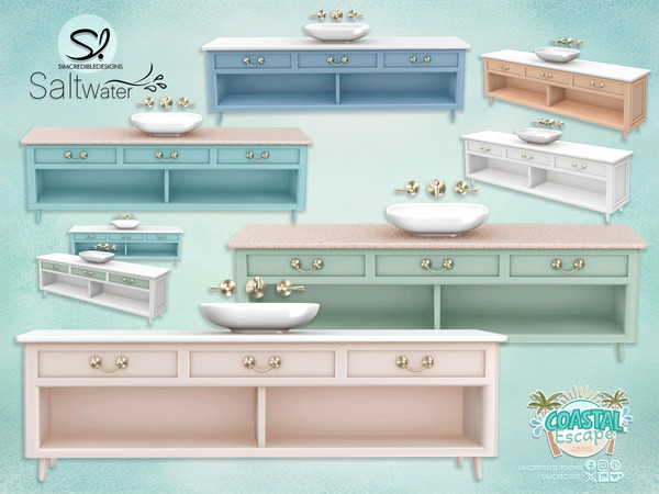 Sims 4 — Saltwater Sink by SIMcredible! — Fell the ocean breeze and enjoy a nice bath in this coastal inspired
