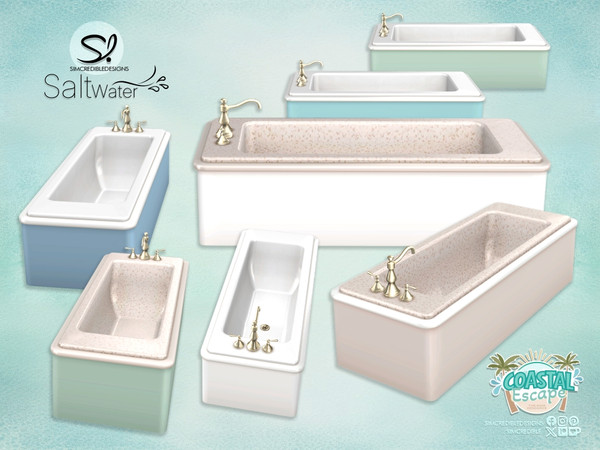 Sims 4 — Saltwater tub by SIMcredible! — Fell the ocean breeze and enjoy a nice bath in this coastal inspired collection!