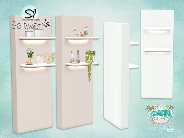 Sims 4 — Saltwater Shelves by SIMcredible! — Fell the ocean breeze and enjoy a nice bath in this coastal inspired