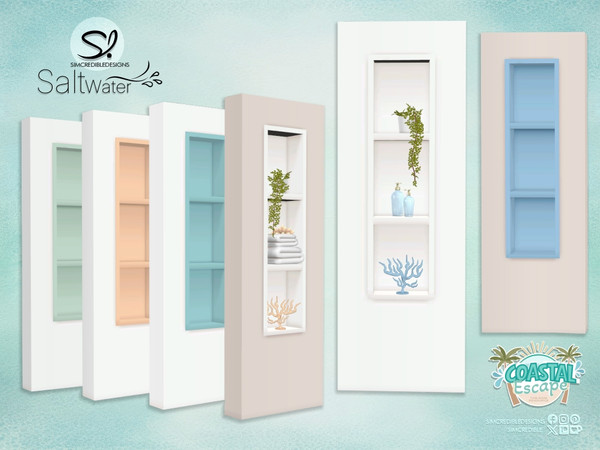 Sims 4 — Saltwater Niches by SIMcredible! — Fell the ocean breeze and enjoy a nice bath in this coastal inspired