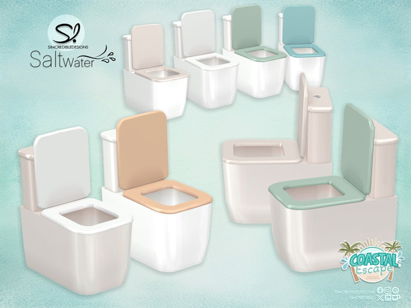 Sims 4 — Saltwater Toilet by SIMcredible! — Fell the ocean breeze and enjoy a nice bath in this coastal inspired
