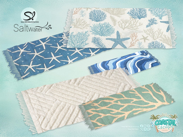 Sims 4 — Saltwater Bath mat by SIMcredible! — Inspired by ocean clean reflective waters and its shells, we created this