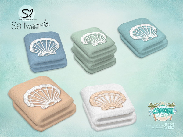 Sims 4 — Saltwater Folded Towel by SIMcredible! — Inspired by ocean clean reflective waters and its shells, we created