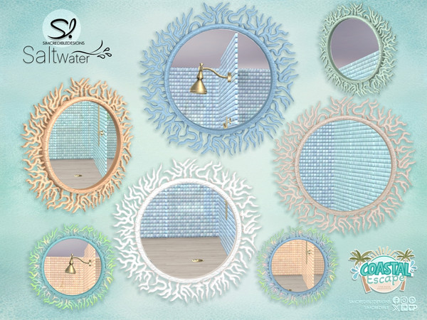 Sims 4 — Saltwater Mirror by SIMcredible! — Inspired by ocean clean reflective waters and its shells, we created this set