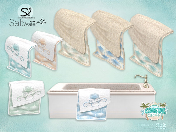 Sims 4 — Saltwater Tub Towel by SIMcredible! — Inspired by ocean clean reflective waters and its shells, we created this