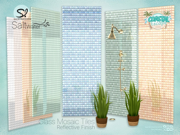 Sims 4 — Saltwater Wall Tiled Panel by SIMcredible! — Inspired by ocean clean reflective waters and its shells, we