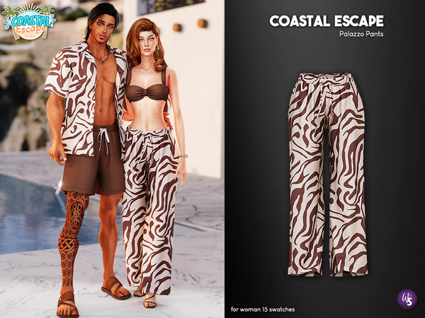 Sims 4 — Palazzo Pants by WisteriaSims — Designed for Sims who love sunny vacations and effortless resort style, this