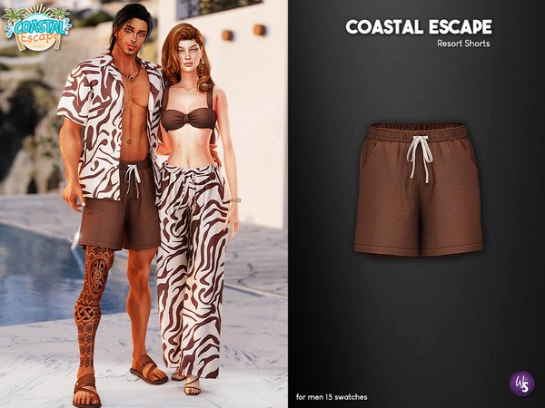 Sims 4 — Resort Shorts by WisteriaSims — Designed for Sims who love sunny vacations and effortless resort style, this