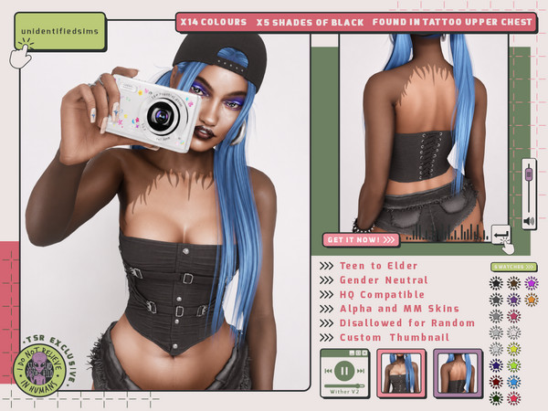 Sims 4 — Wither V2 Tattoo by unidentifiedsims — 14 Colours