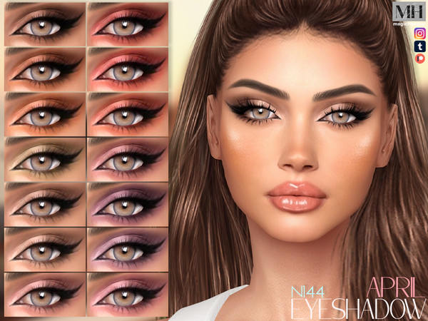 Sims 4 — April Eyeshadow by MagicHand — Winged glam eye makeup in 18 colors - HQ Compatible.
