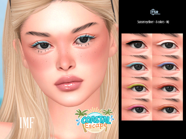 Sims 4 — IMF Sunset Eyeliner Coastal Escape by IzzieMcFire — Sunset Eyeliner contains 8 colors in hq texture.