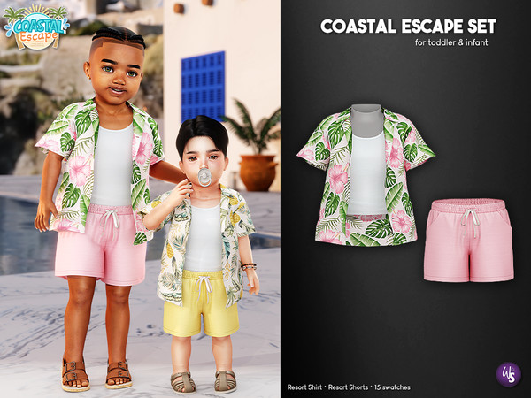 Sims 4 — Coastal Escape Set - Toddler and Infant by WisteriaSims — Includes: