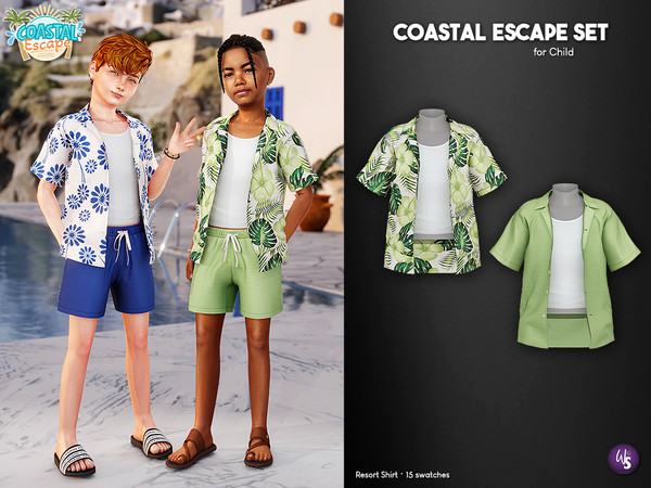 Sims 4 — Resort Shirt (child) by WisteriaSims — Includes: