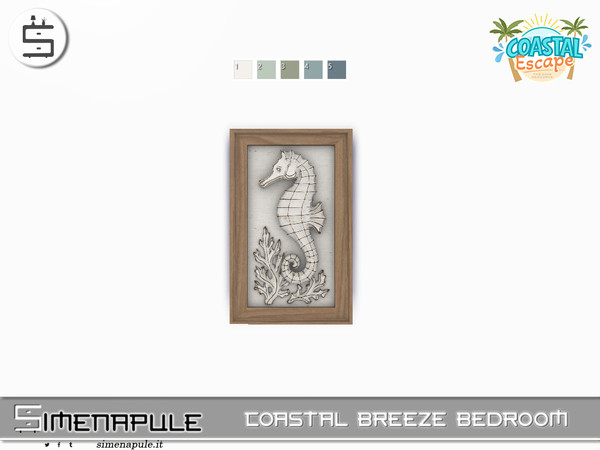 Sims 4 — [SeN4] Cozy Reading Corner - Seahorse Wall Art by Simenapule — Coastal Breeze BedroomCoastal Breeze Bedroom