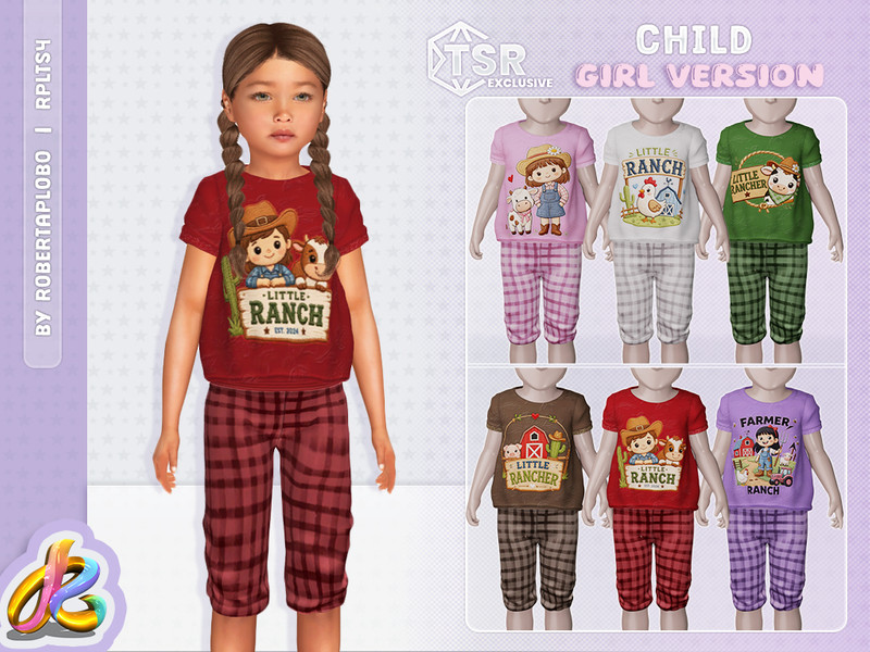 Sims 4 girls clothing CC Girls Set - Little Rancher Bottom 348 - Child by RobertaPLobo