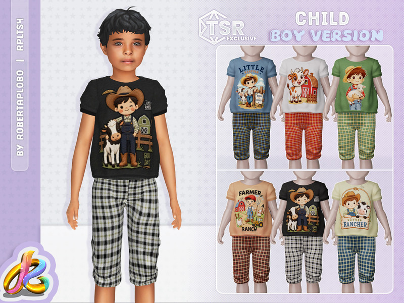 Sims 4 boys clothing CC Boys Set - Little Rancher Top 348 - Child by RobertaPLobo