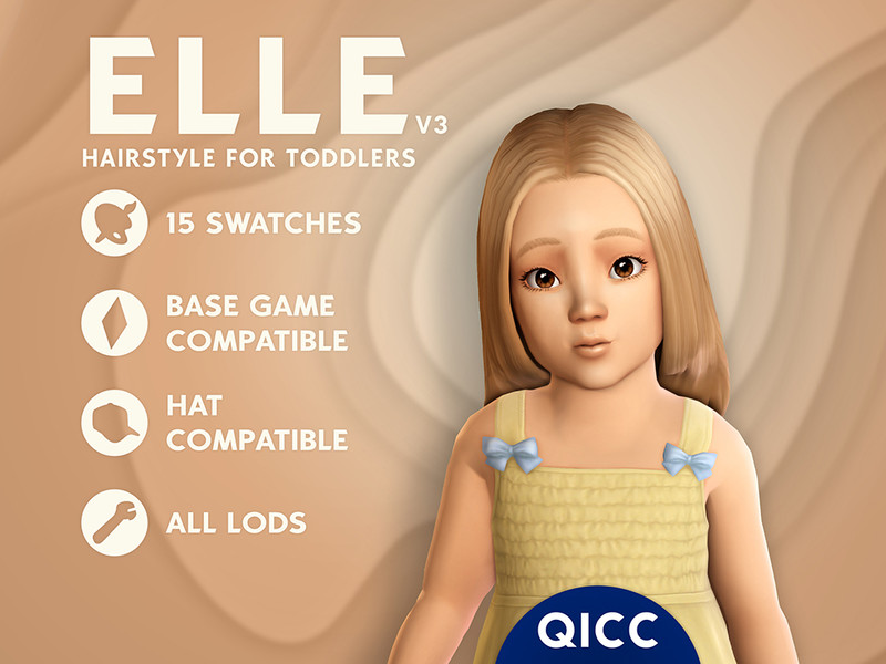 Sims 4 infant toddler and child hairstyle CC Elle Hair v3 by qicc
